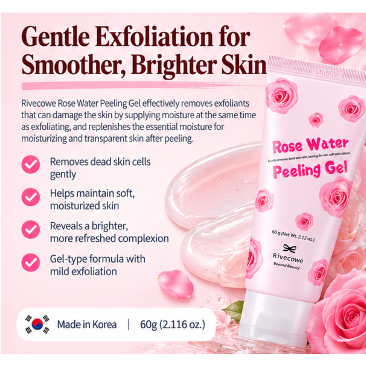 Rivecowe Rose Water Peeling Gel