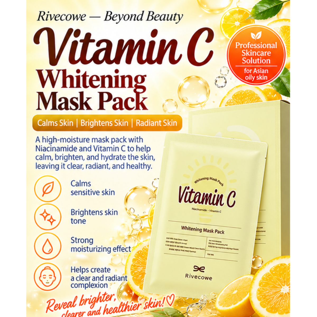 Rivecowe Vitamin C Whitening Mask Pack